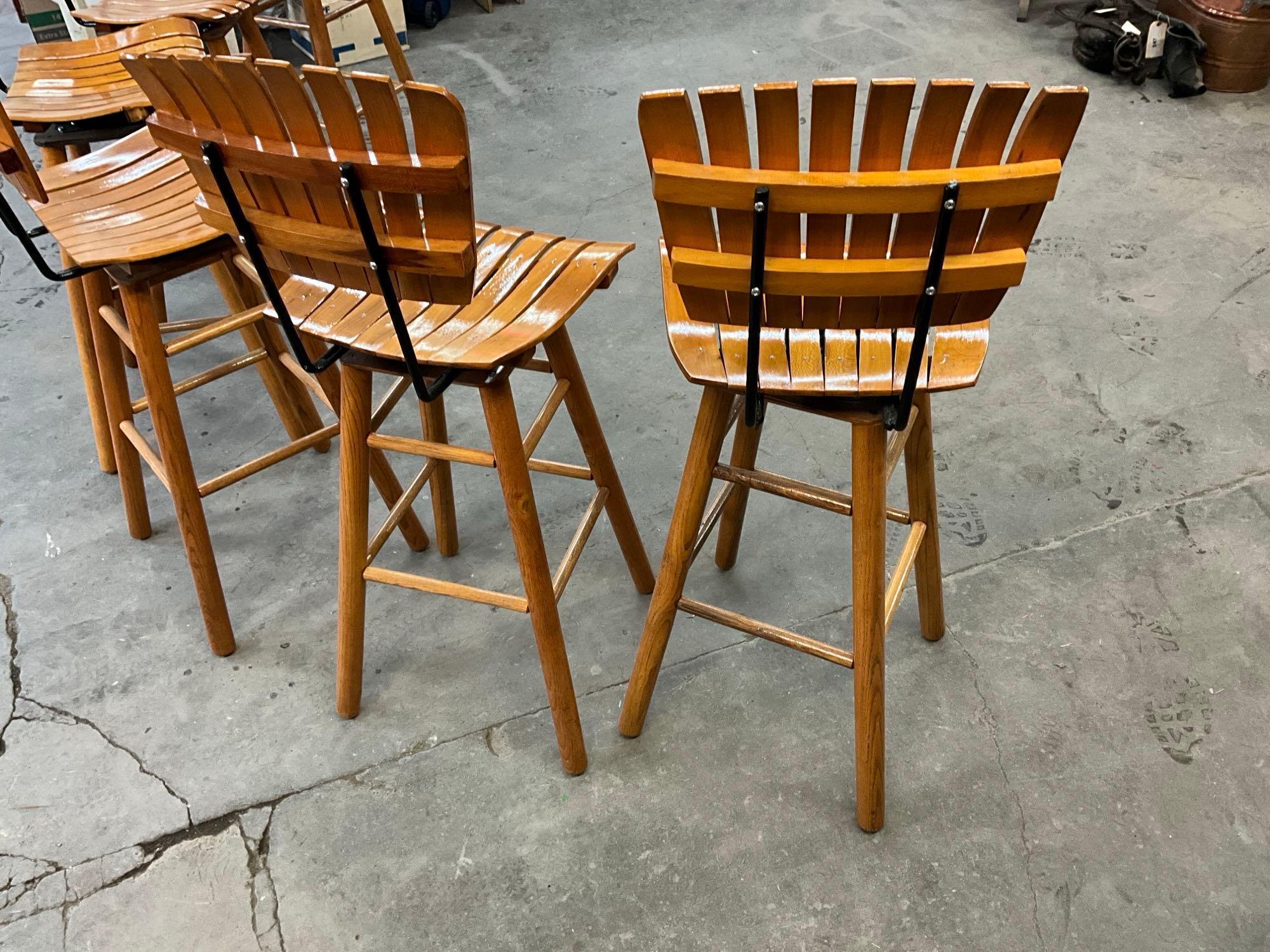 (6) vintage restored wooden bar stools