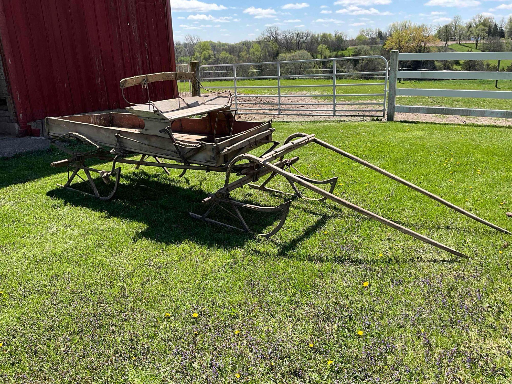 Early Buckboard wagon on sleigh runners