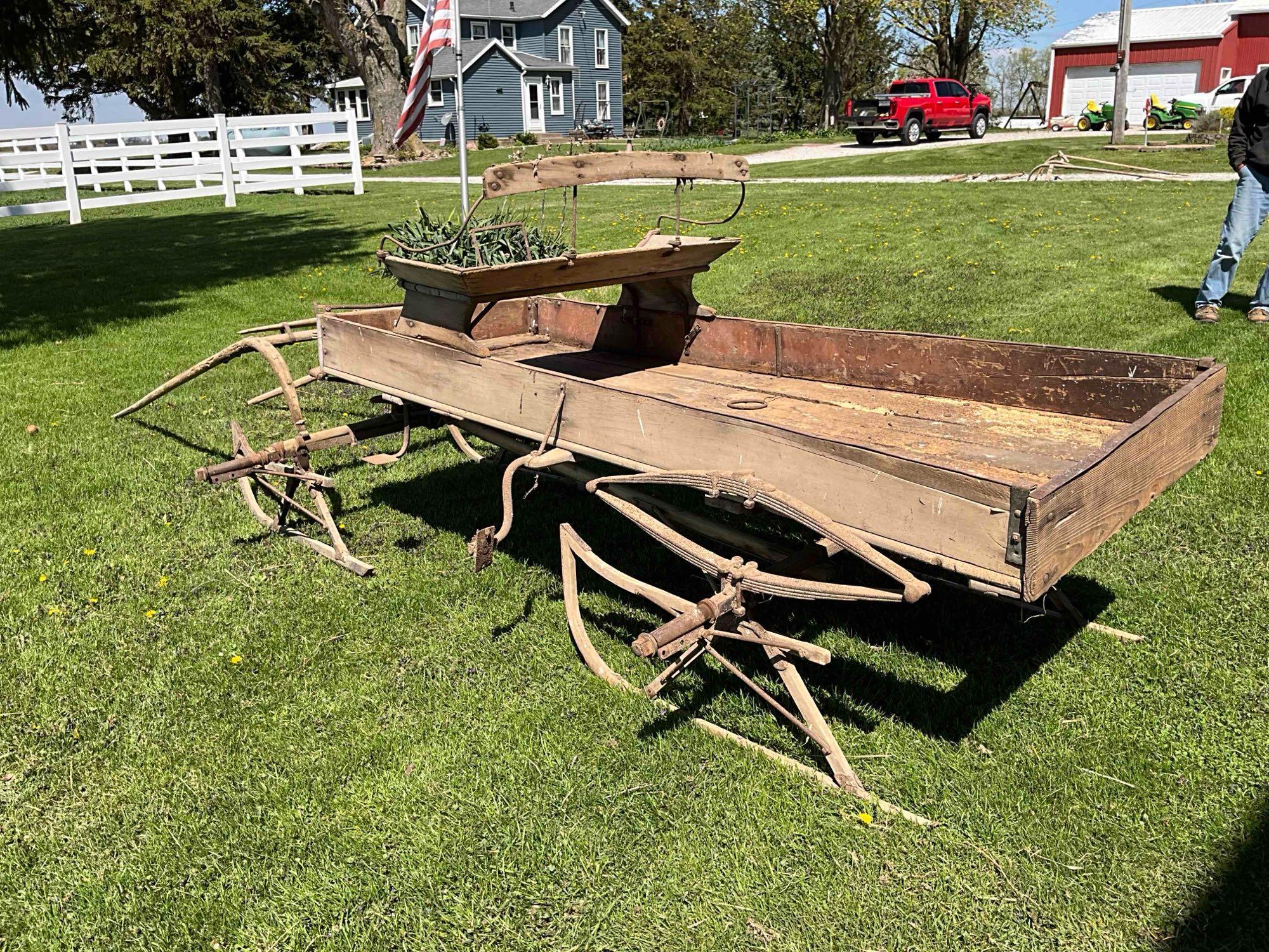 Early Buckboard wagon on sleigh runners