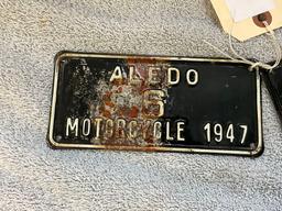 (2) 1947 Aledo Motorcycle license plates