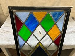 leaded glass window believed to be from Perryton, IL Church