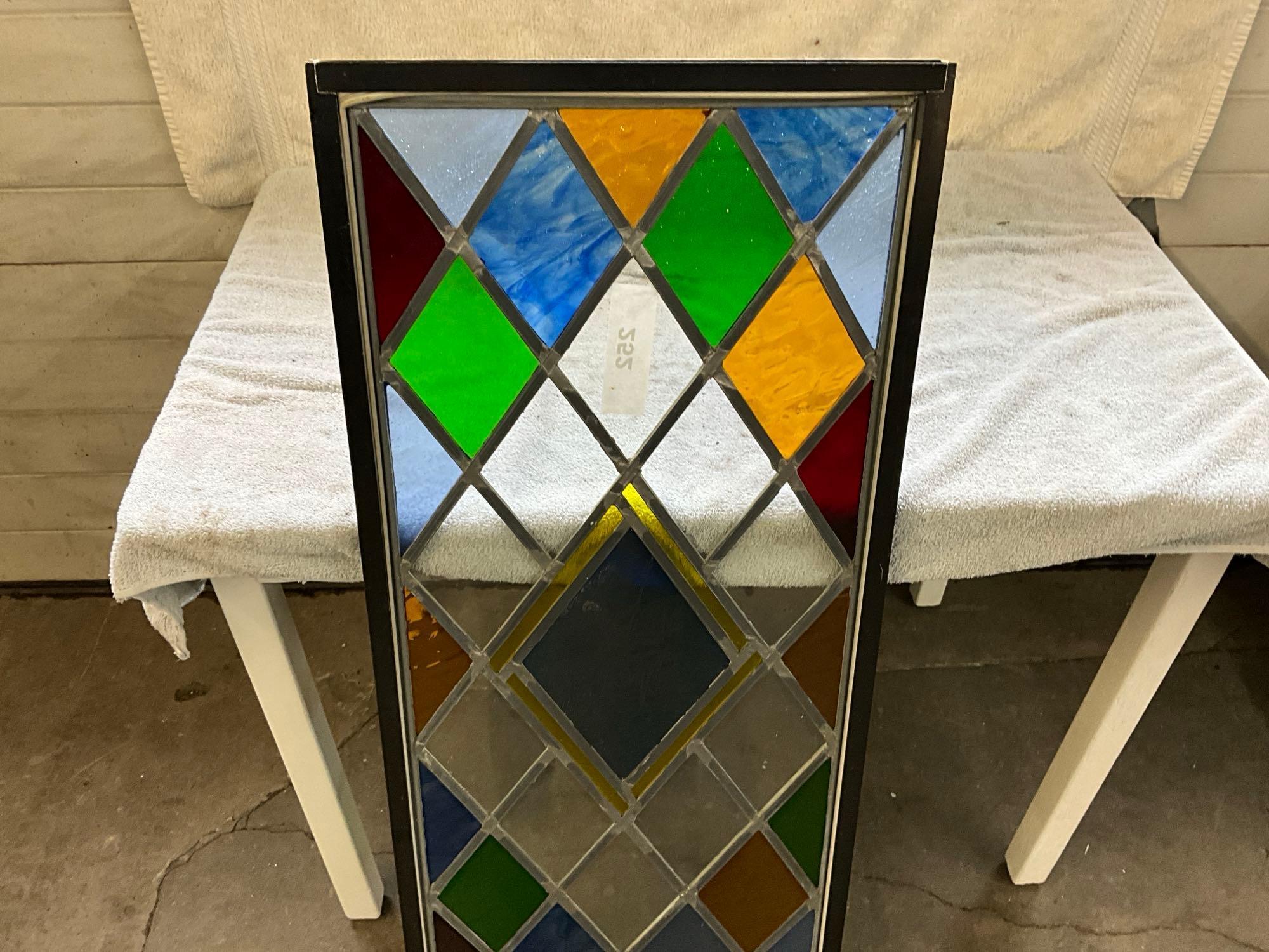 leaded glass window believed to be from Perryton, IL Church