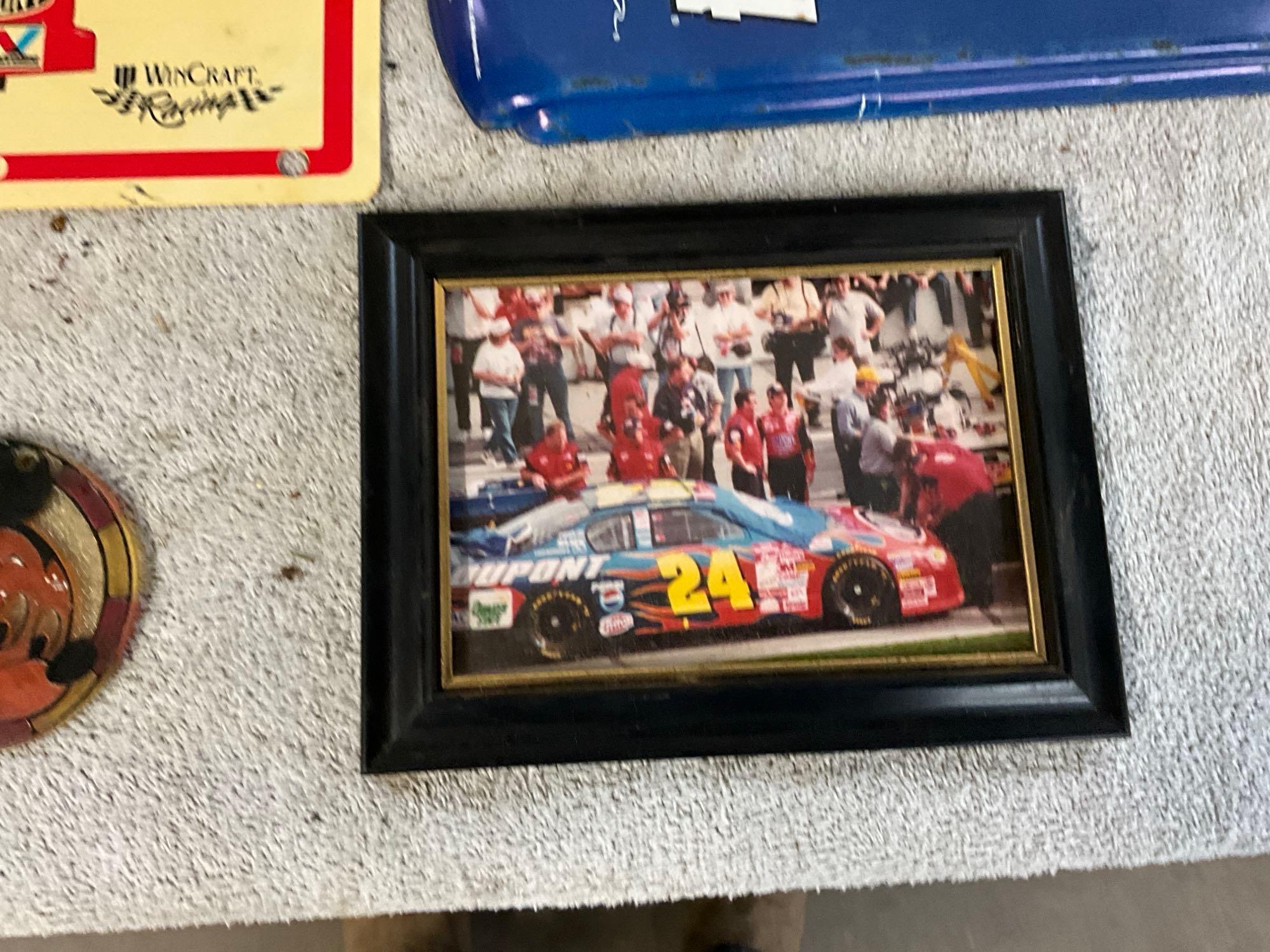 Jeff Gordon collectible sign, thermometers, signs, picture & envelope from Daytona Beach