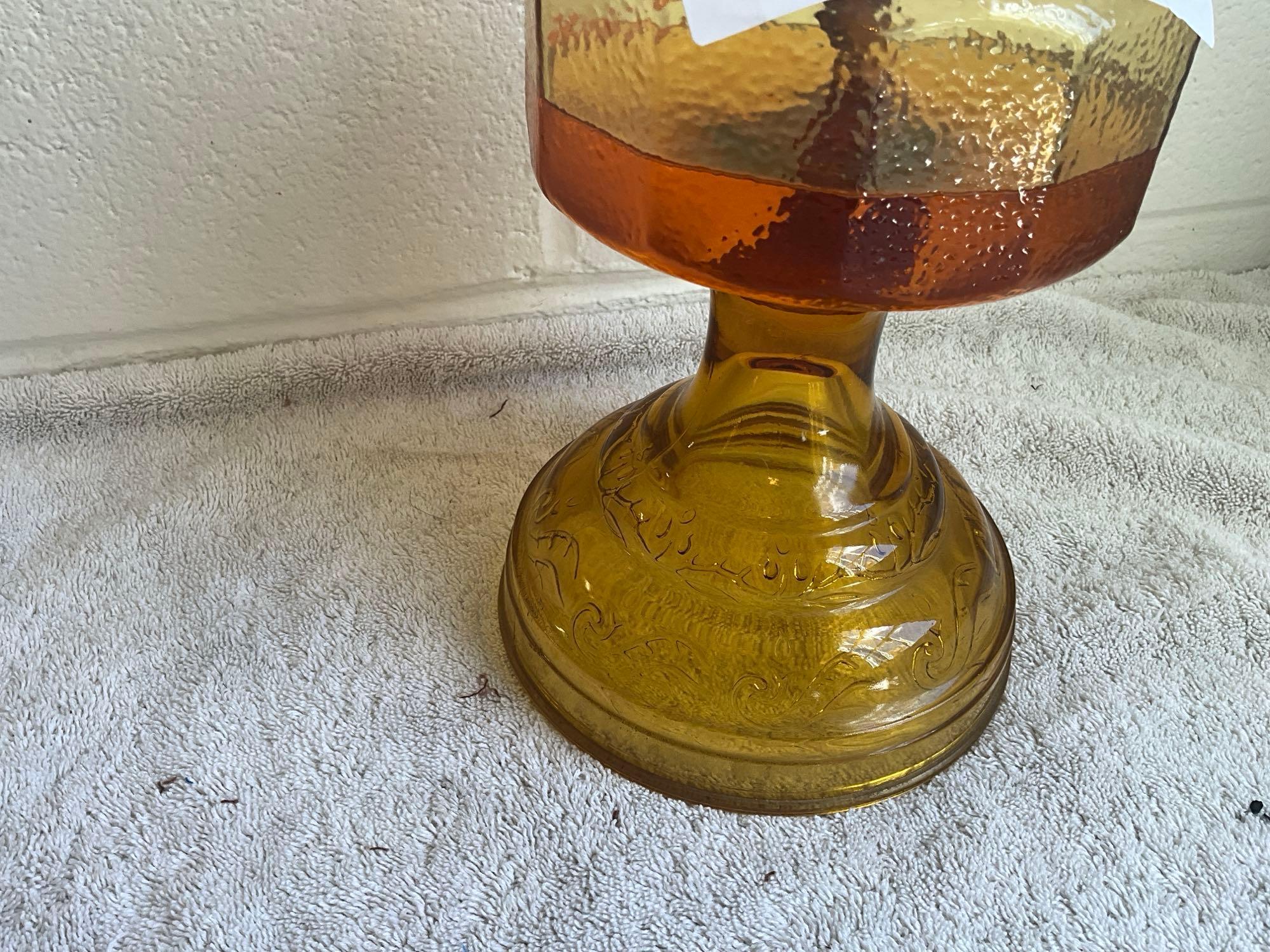 amber glass oil lamp