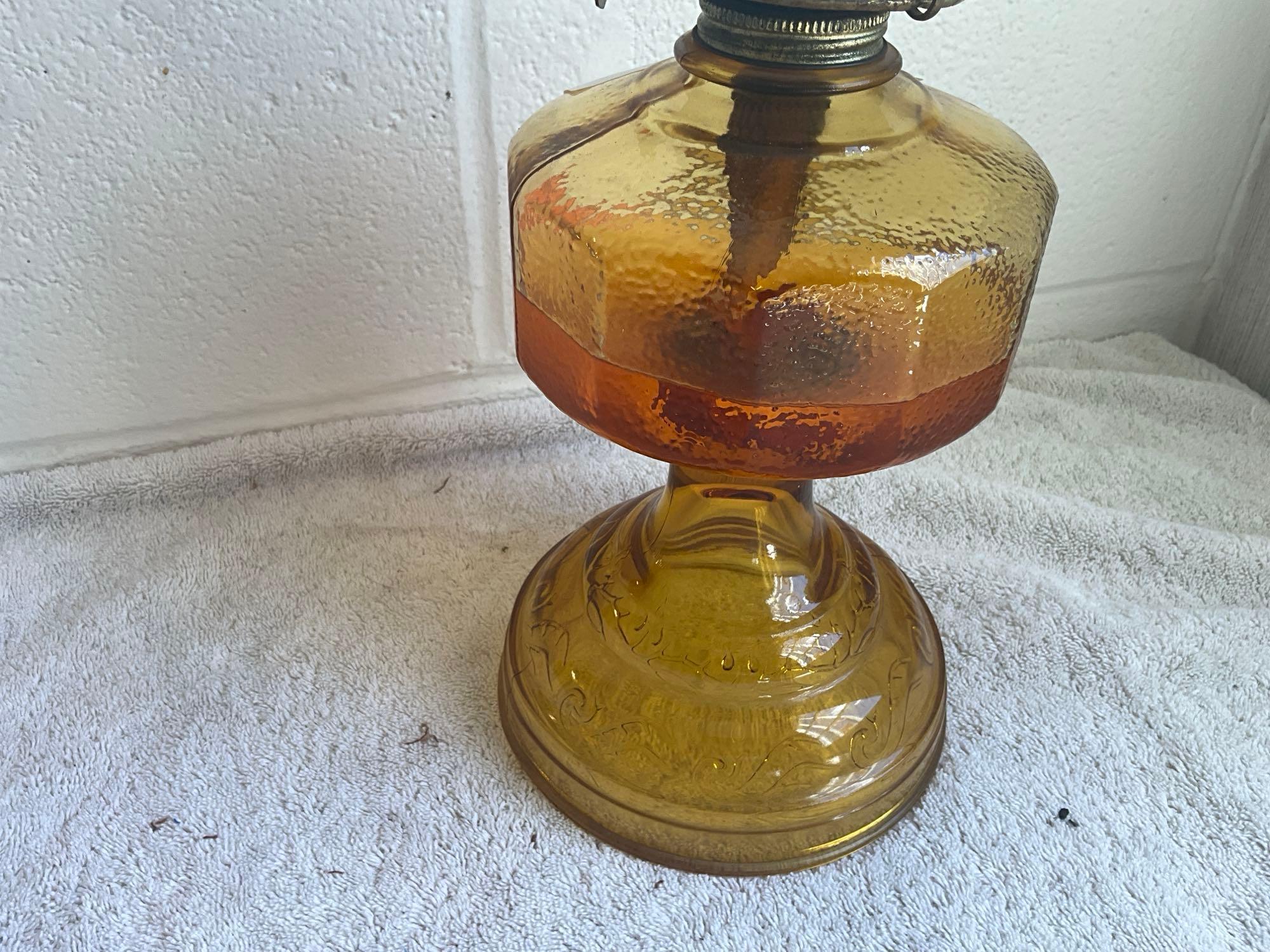 amber glass oil lamp