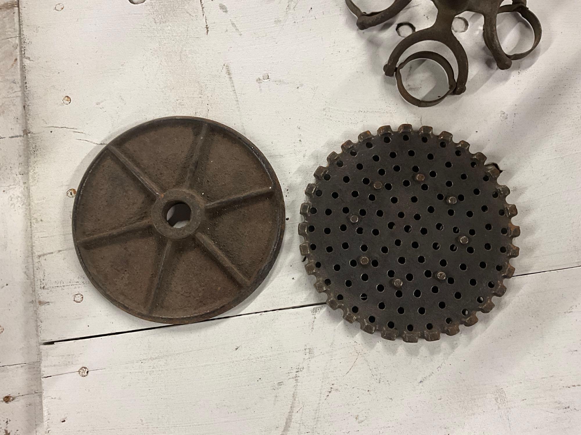 Antique cream tester and sausage press plates