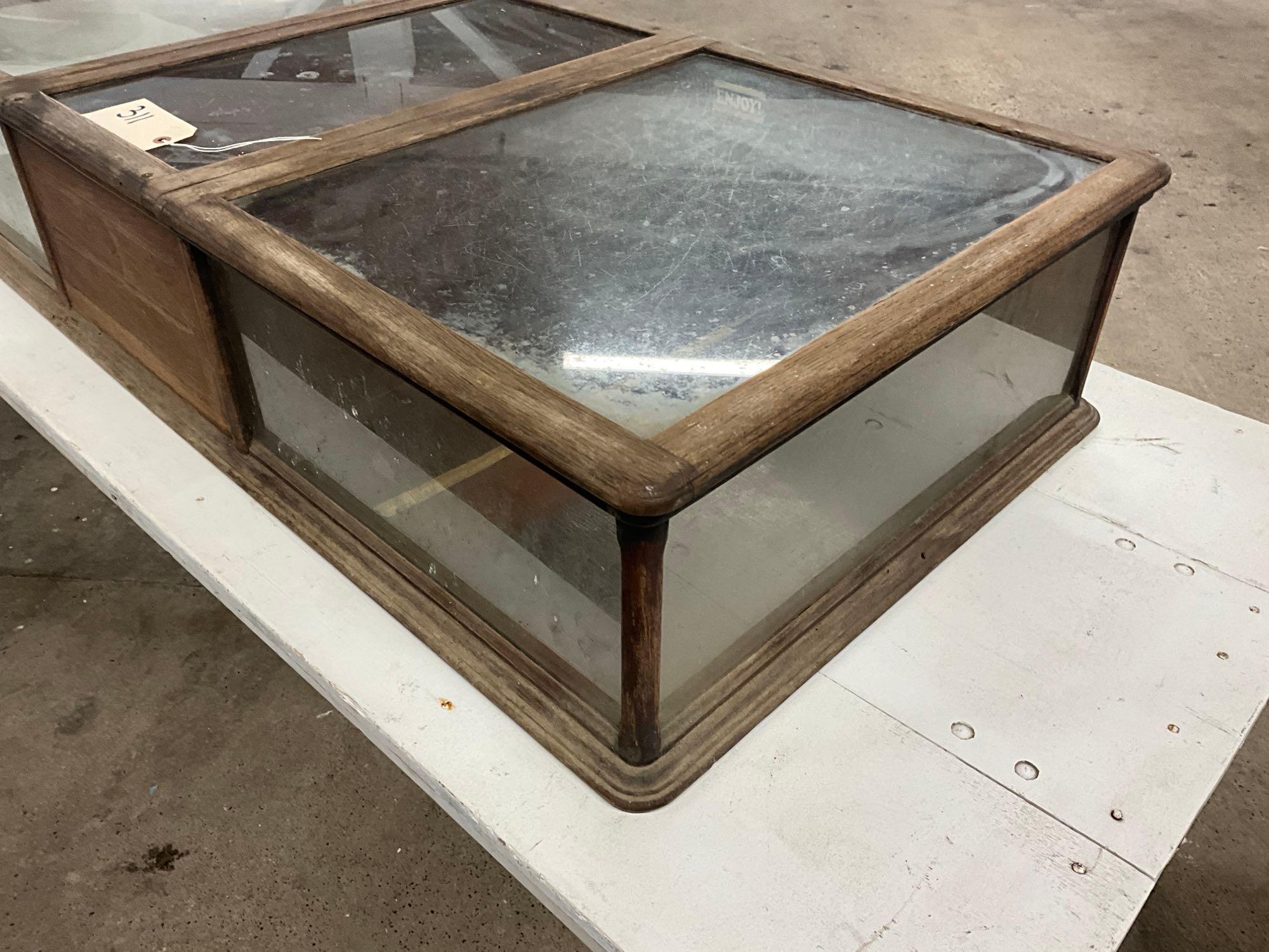 Unique antique oak table top show case