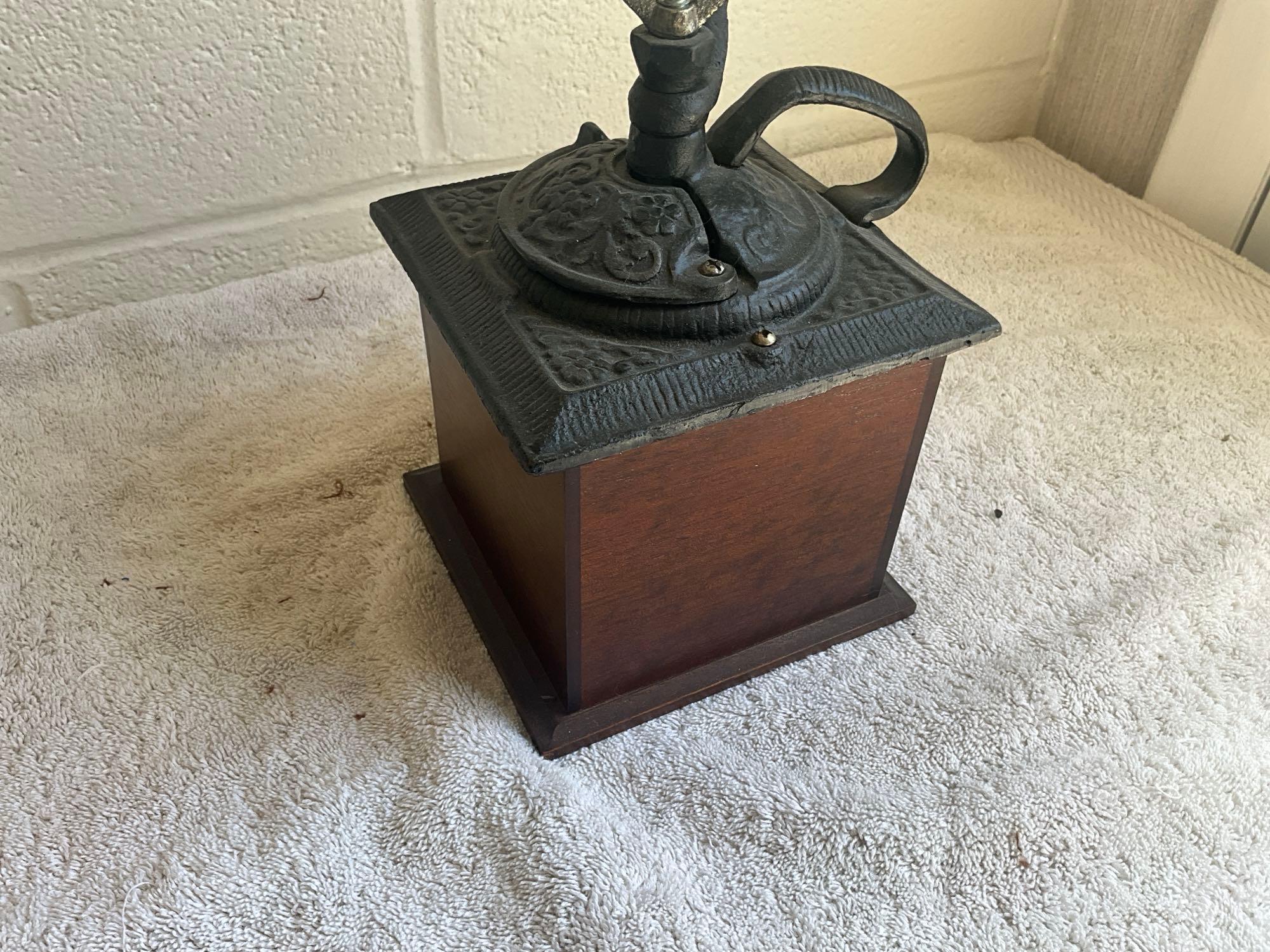 unmarked coffee grinder & glass pitcher w/kitchen mixer