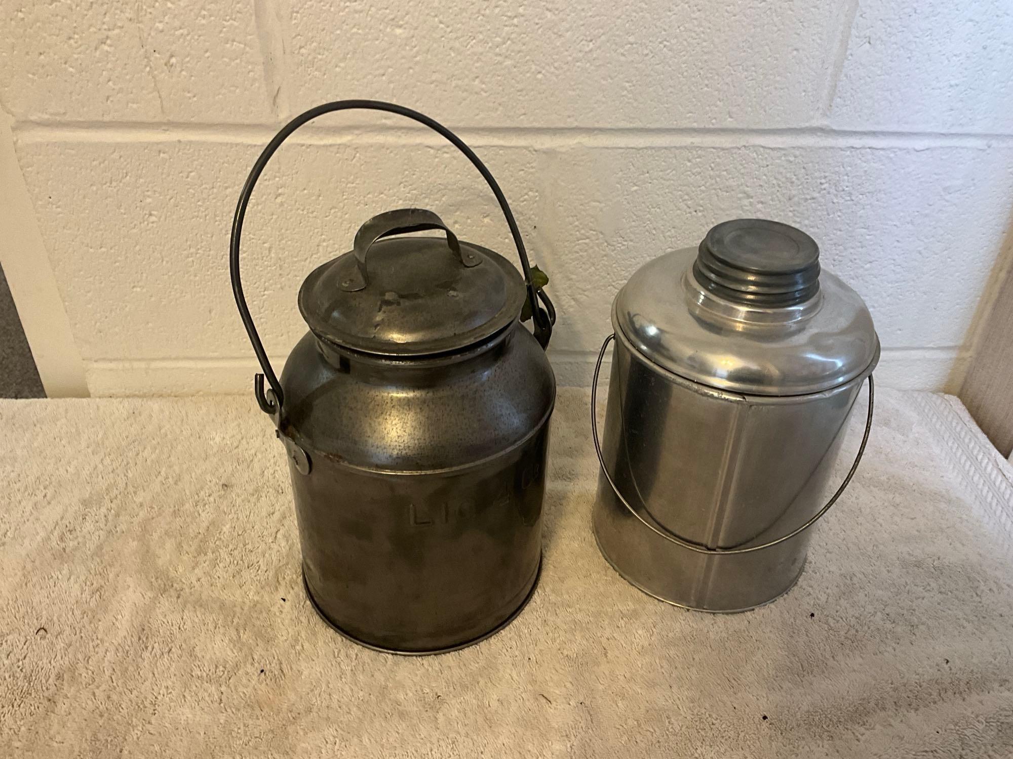 4 qt. cream can & Faris insulated metal thermos jug