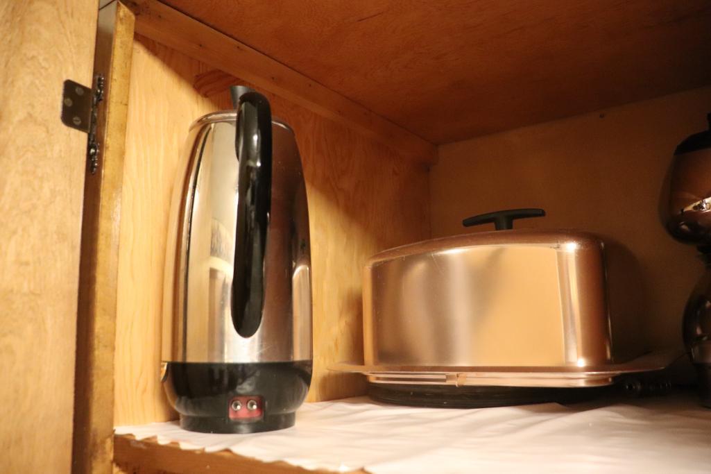 Contents of kitchen cabinets to include mixer, etc.