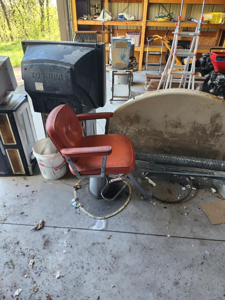 Basketball Hoop, Barber Chair, & Older Elec.