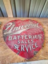 Early 18 in. x 20 in. Porc. Universal Battery Double Sided Heart Shaped Sign