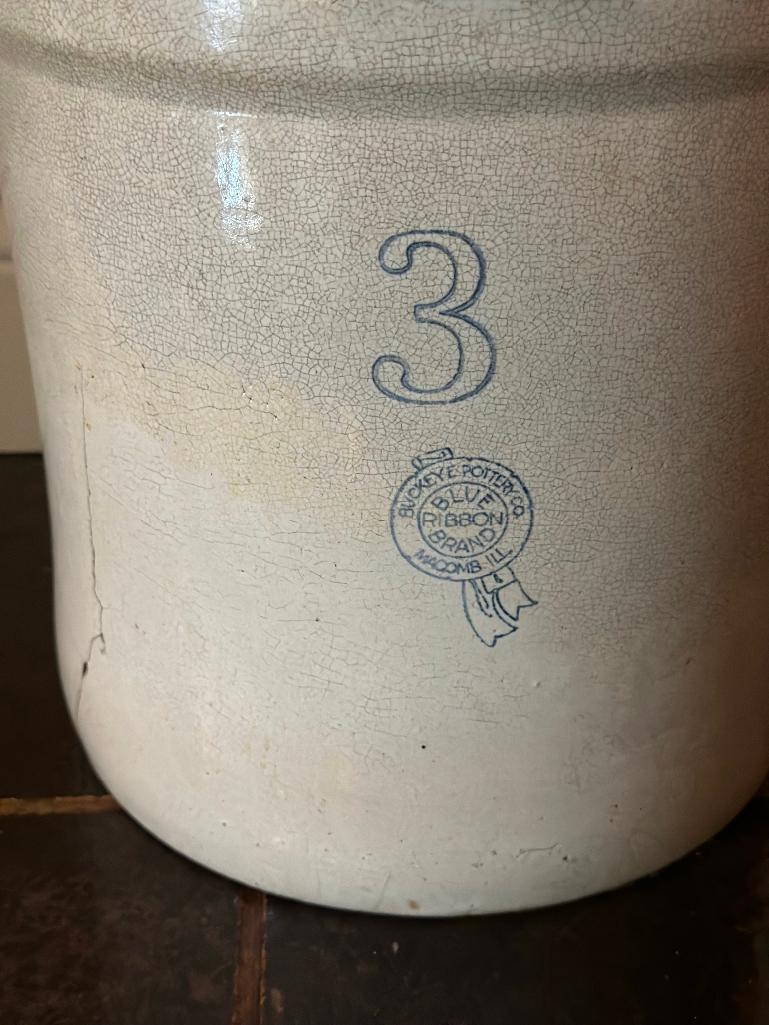 3 GALLON BUCKEYE POTTERY CROCK