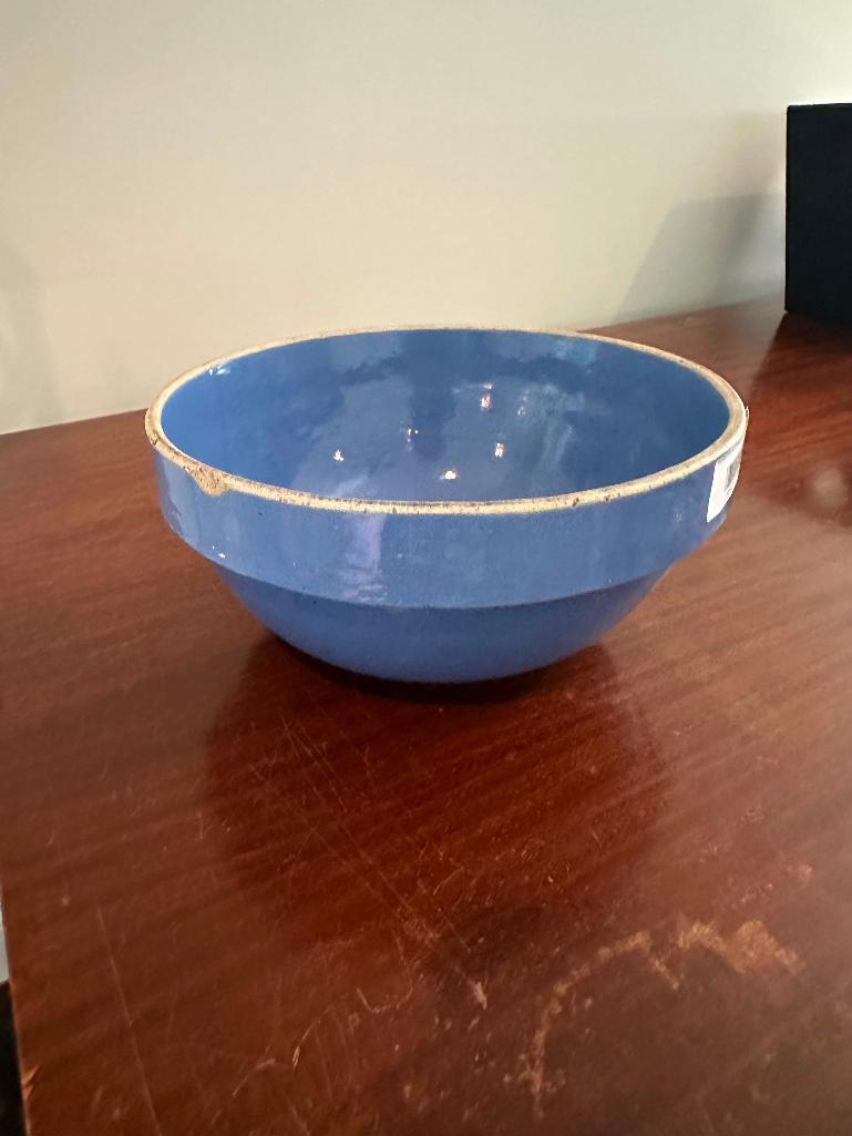 BLUE POTTERY BOWL 11 INCH