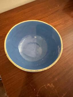 BLUE POTTERY BOWL 11 INCH