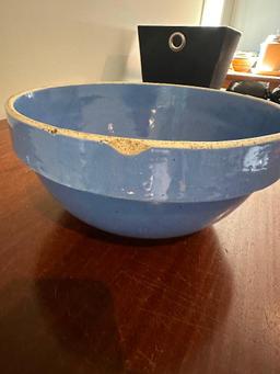 BLUE POTTERY BOWL 11 INCH