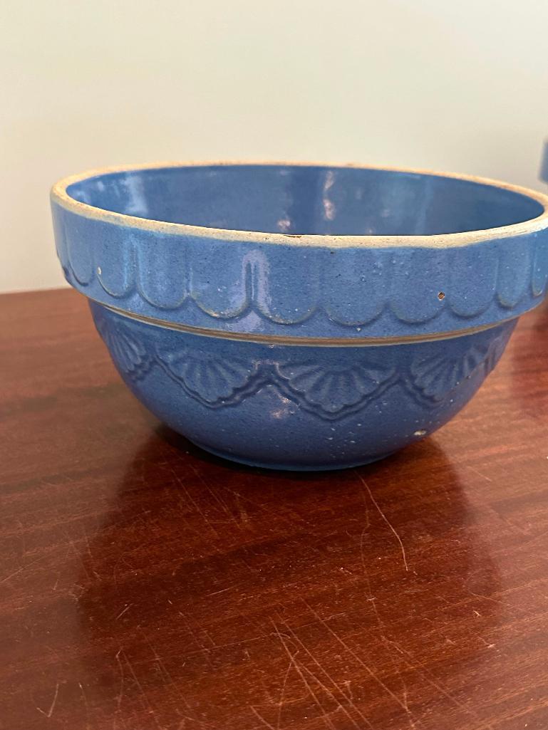 BLUE POTTERY BOWL 10 INCH