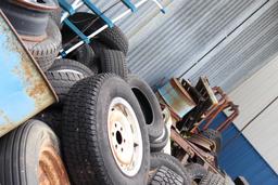 Large Quantity of tires & rims, Barrells, etc.