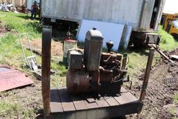 Antiue Koehler Gas Engine Motor on Antique Cart