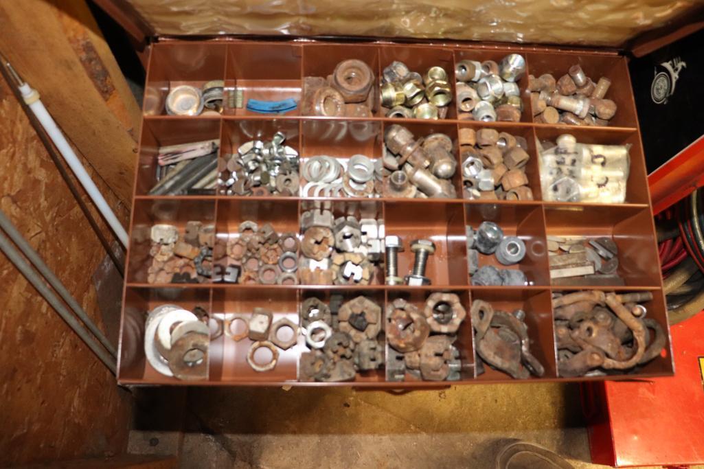 Larson Products Metal Cabinet and Contents, Including bolts and nuts