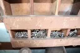 Contents of wall cabinet, including nuts, bolts, etc.