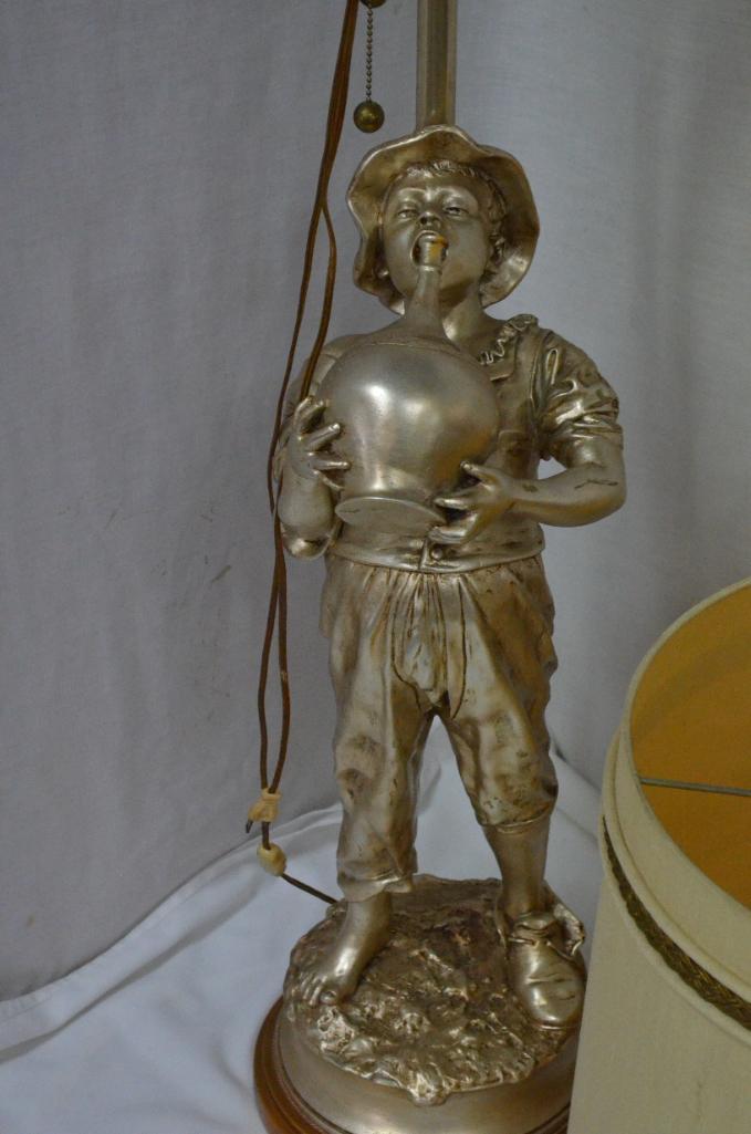 54 in. tall Marbro Figural Lamp of boy with jug Table Lamp