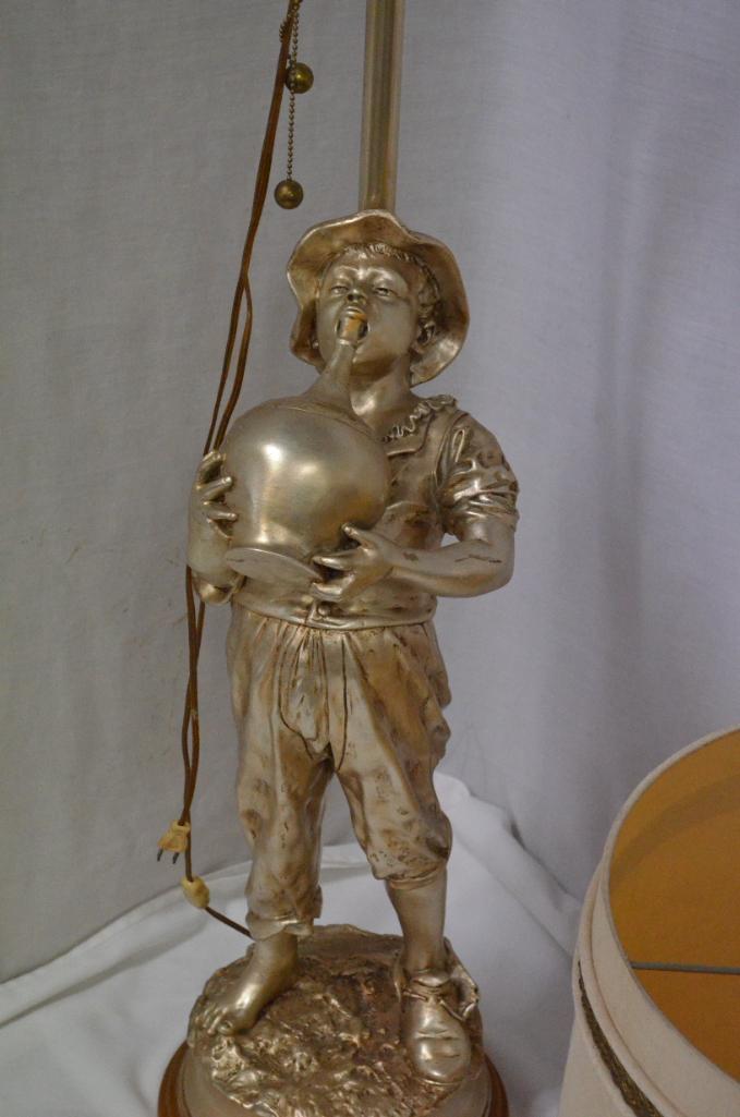 54 in. tall Marbro Figural Lamp of boy with jug Table Lamp