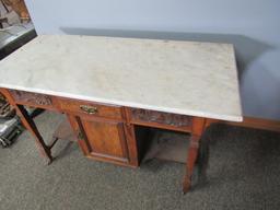 ANTIQUE MARBLE CABINET WITH MIRROR