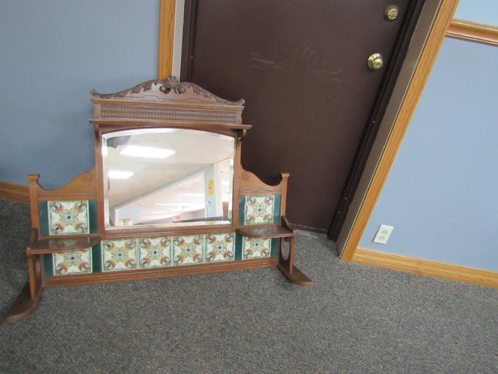 ANTIQUE MARBLE CABINET WITH MIRROR