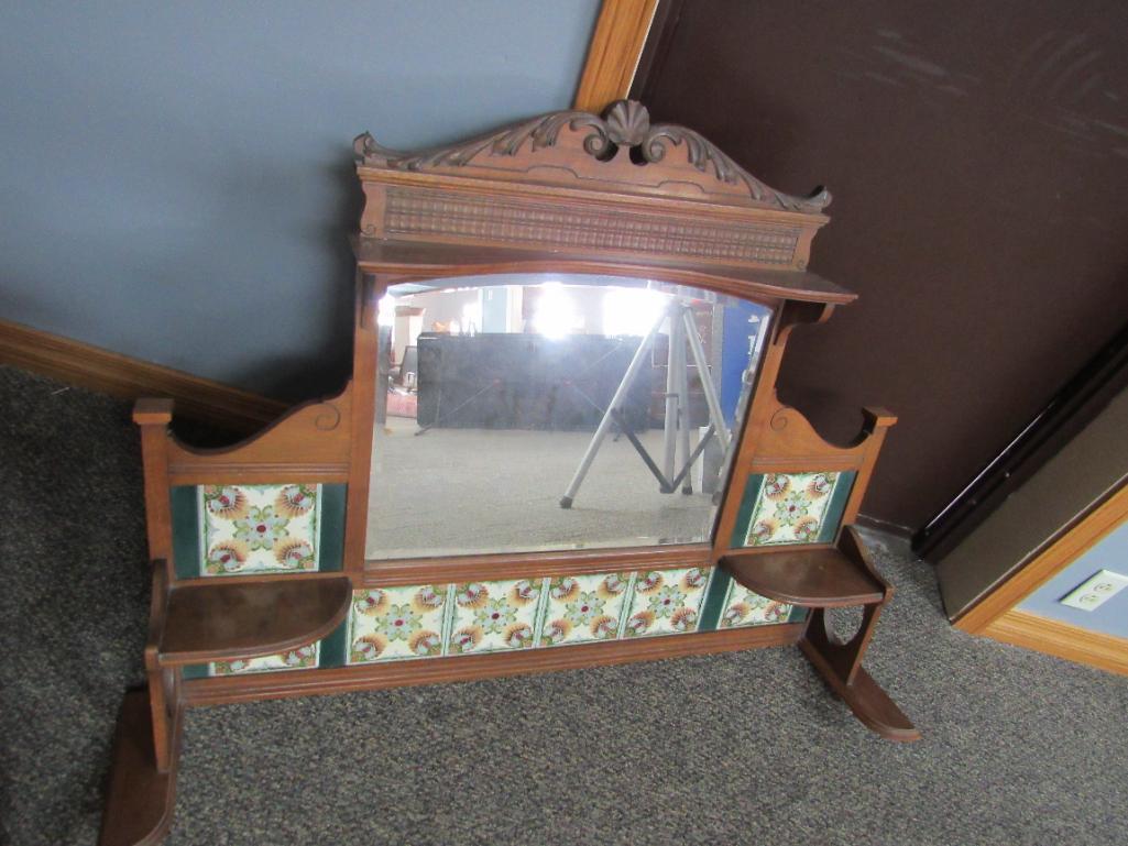 ANTIQUE MARBLE CABINET WITH MIRROR