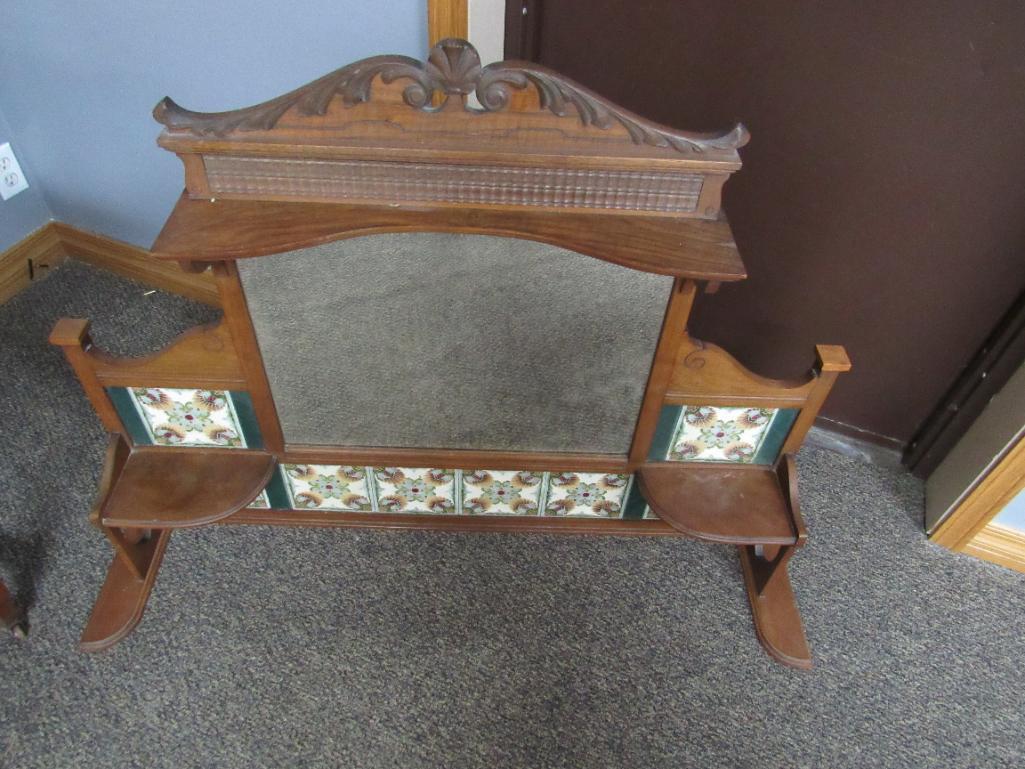 ANTIQUE MARBLE CABINET WITH MIRROR