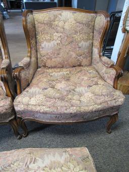 (2) Fireside Chairs & Foot Stool