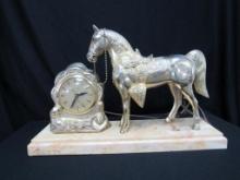 VINTAGE UNITED CLOCK HORSE AND MATEL CLOCK