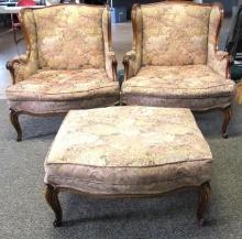 (2) Fireside Chairs & Foot Stool