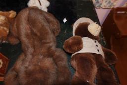 Vintage Wooden Card Table & Plush Animals