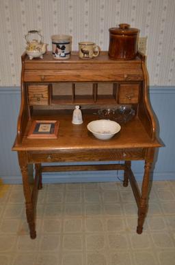 Small Modern Rolltop Desk & Contents