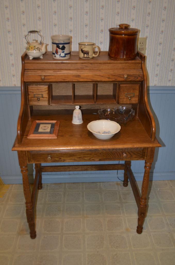 Small Modern Rolltop Desk & Contents