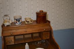 Small Modern Rolltop Desk & Contents