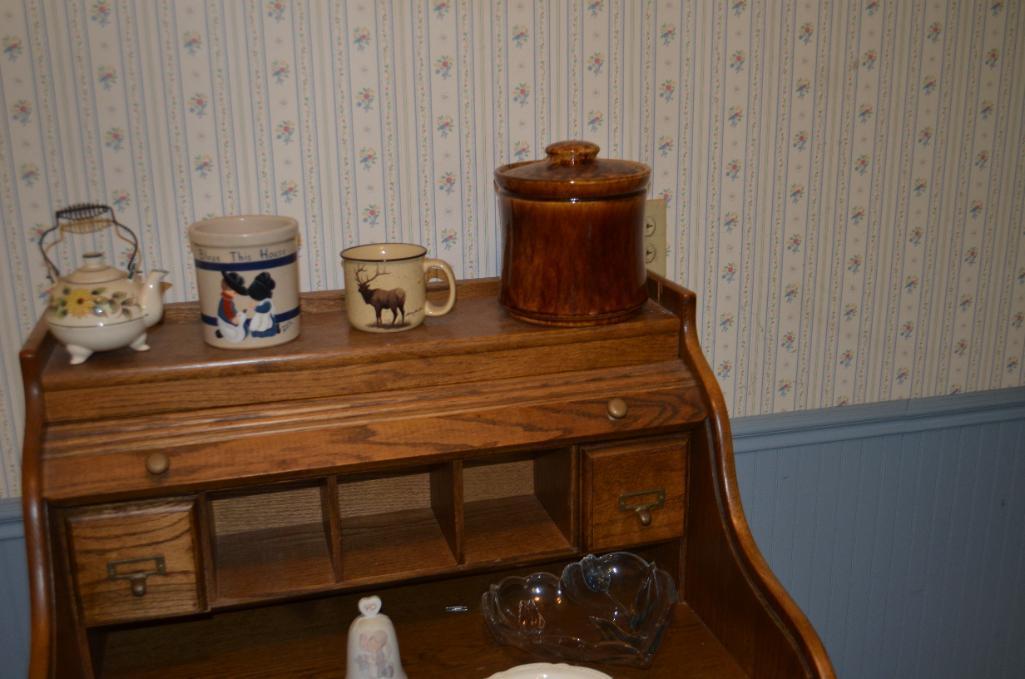 Small Modern Rolltop Desk & Contents