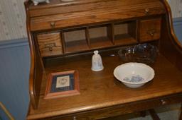 Small Modern Rolltop Desk & Contents