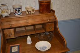Small Modern Rolltop Desk & Contents