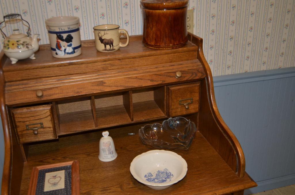 Small Modern Rolltop Desk & Contents
