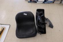 Lawn mower seat and side discharge