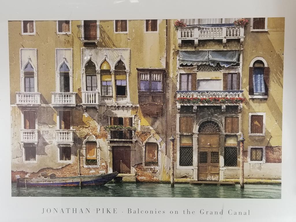 Jonathan Pike Balconies on the Grand Hotel Framed Art 25in Tall 51in Wide Some Mark's on The Art