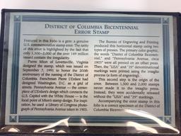 1991 District of Columbia Bicentennial Error Stamp - 1996 Mountain Imperforate Error Stamp