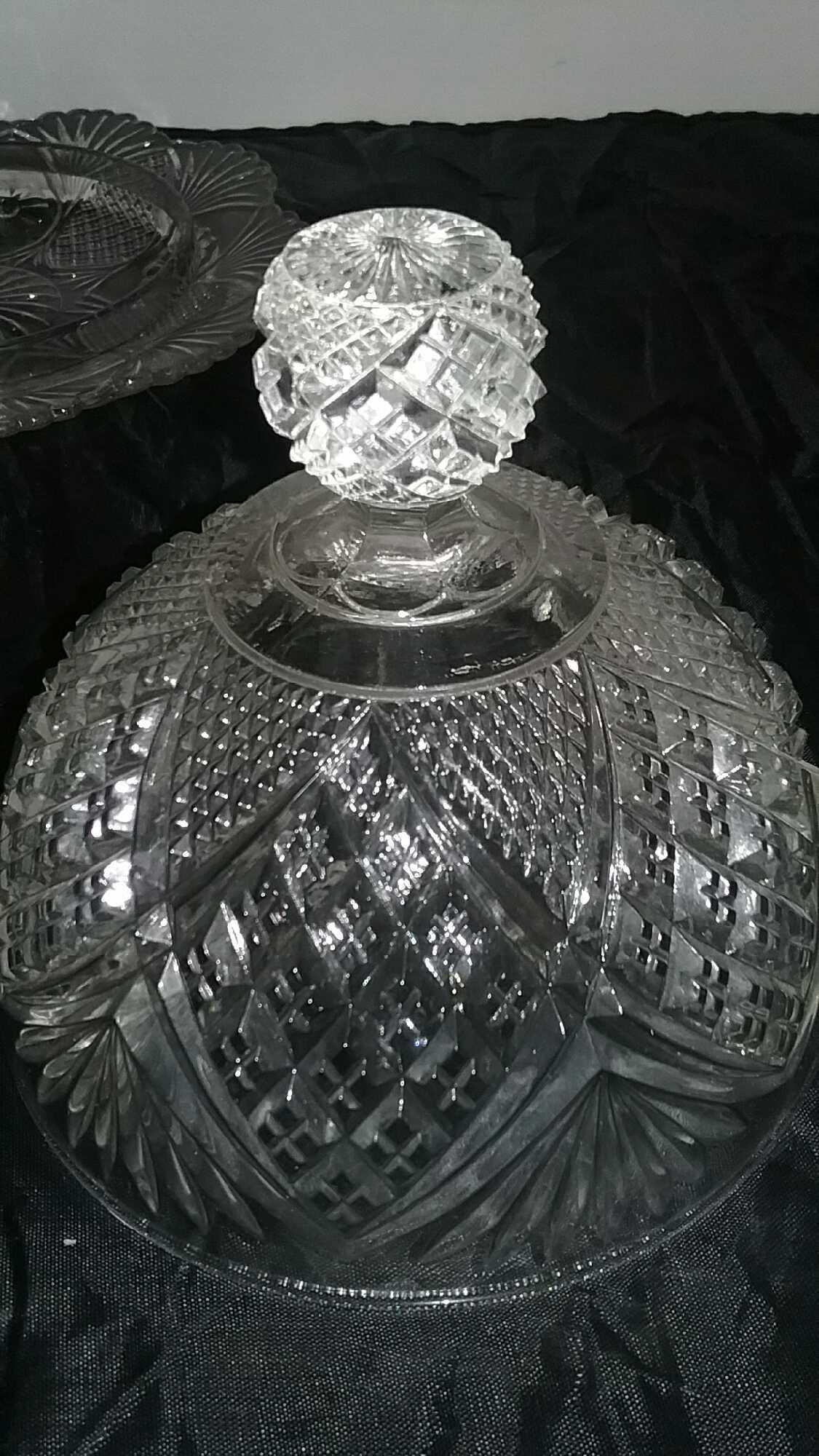 Two Covered Compote dishes (Opalescent & EAPG Clear)