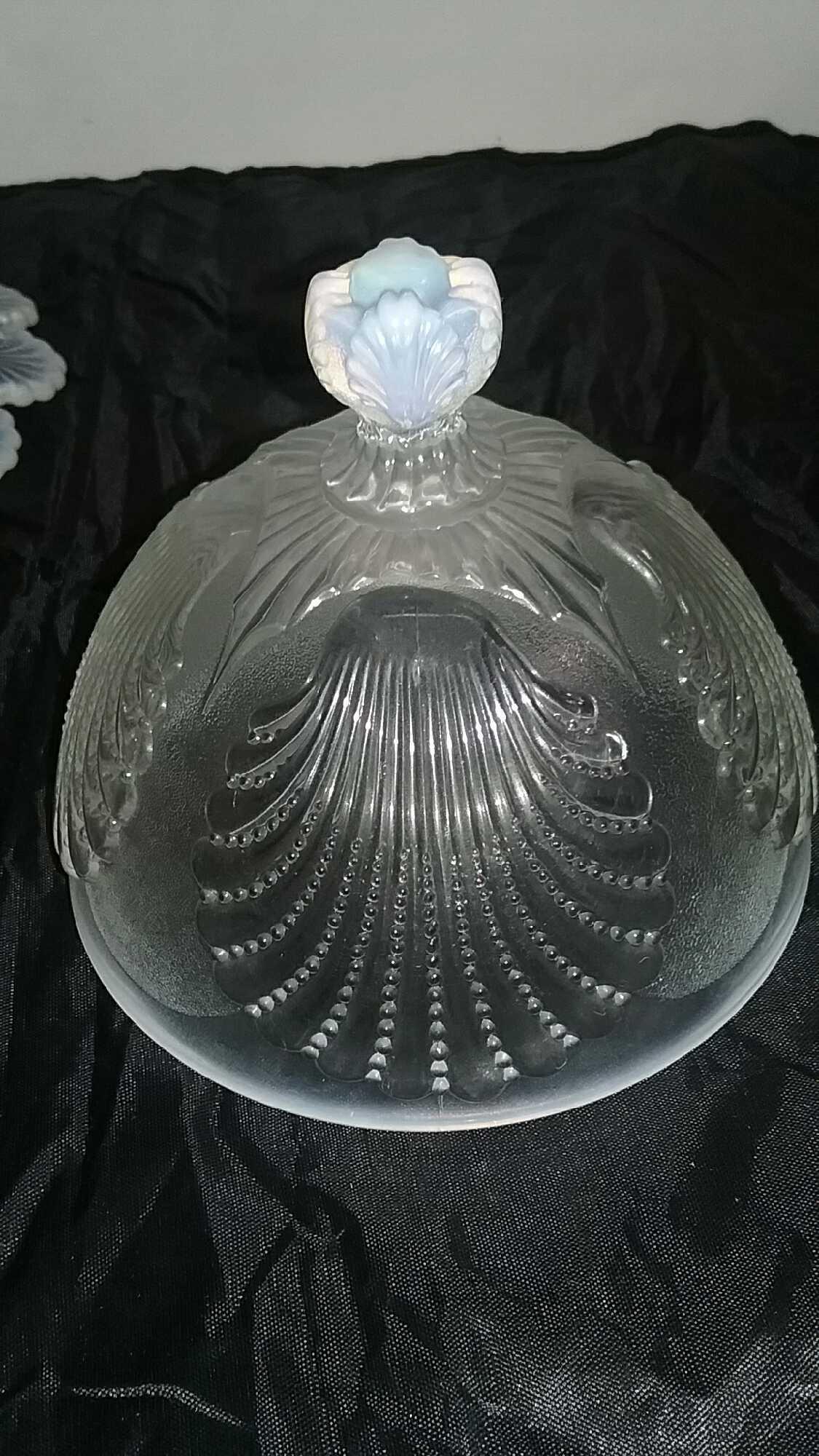 Two Covered Compote dishes (Opalescent & EAPG Clear)
