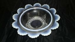 Two Covered Compote dishes (Opalescent & EAPG Clear)