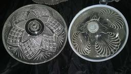 Two Covered Compote dishes (Opalescent & EAPG Clear)