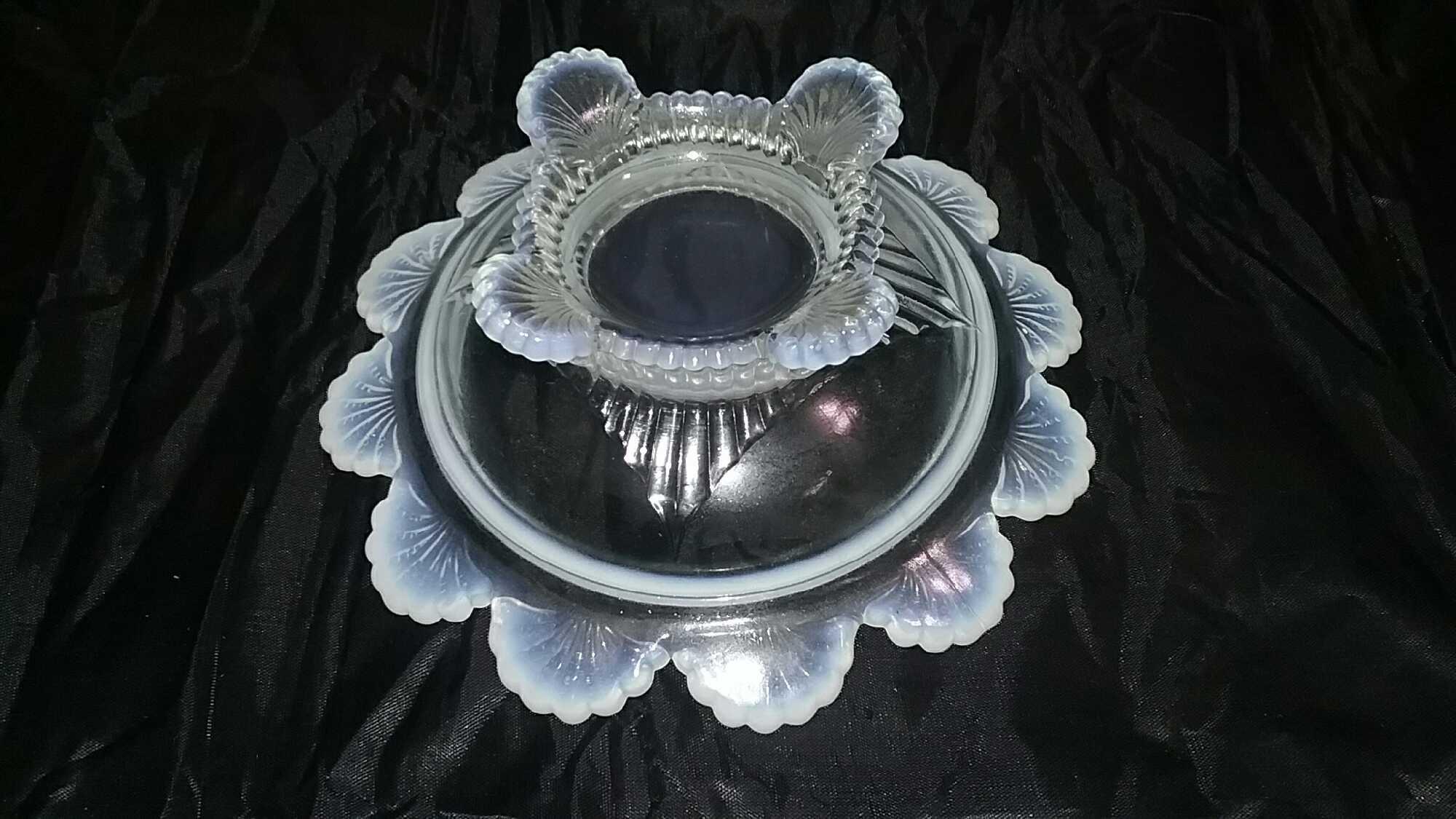 Two Covered Compote dishes (Opalescent & EAPG Clear)